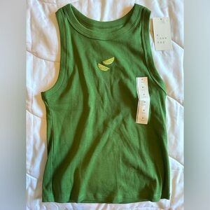 A New Day Embroidered Lime Tank
